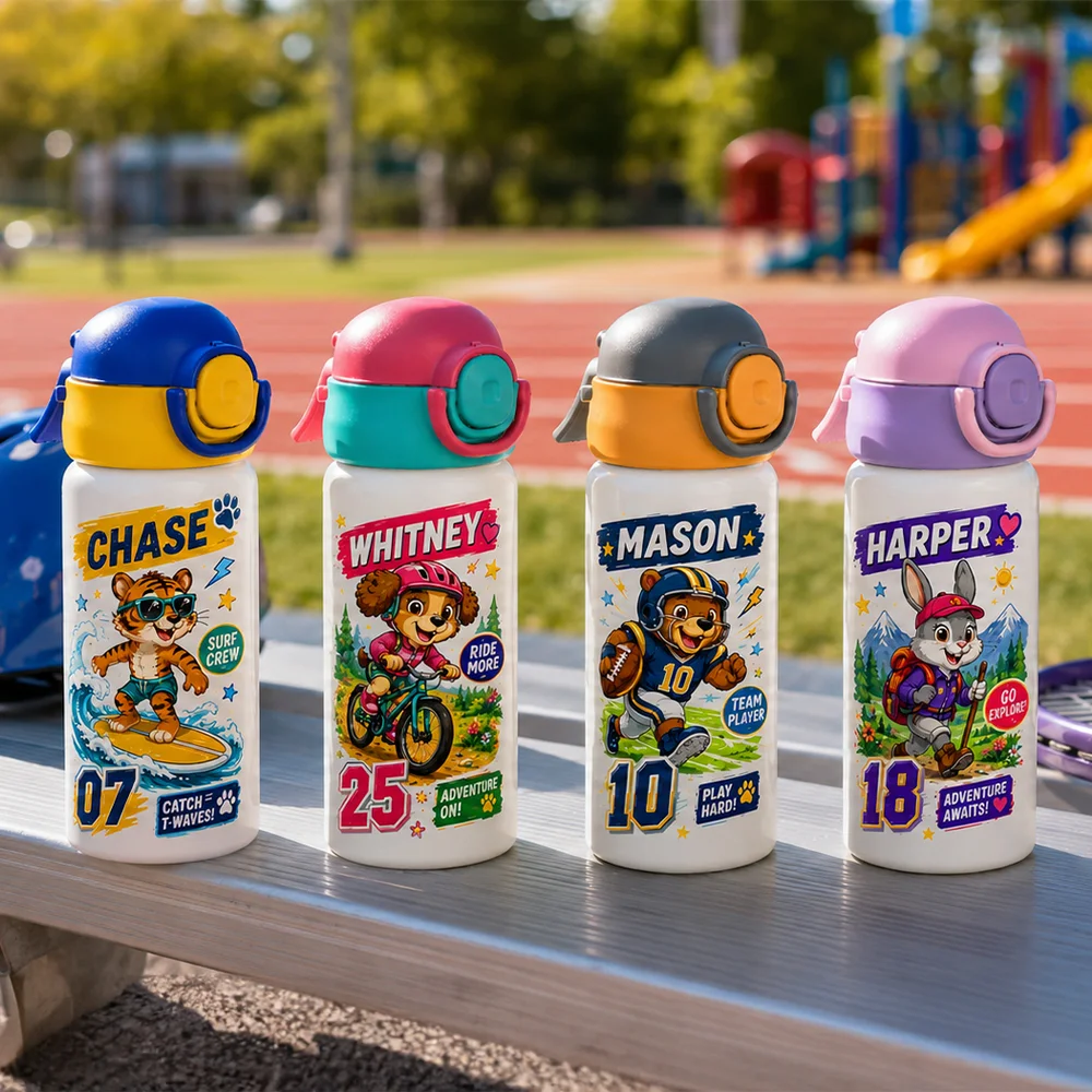 16OZ 500ml Misting Spray Kids Water Bottle Stainless Steel With Two-Tone Locking Lid (Blue/Orange)
