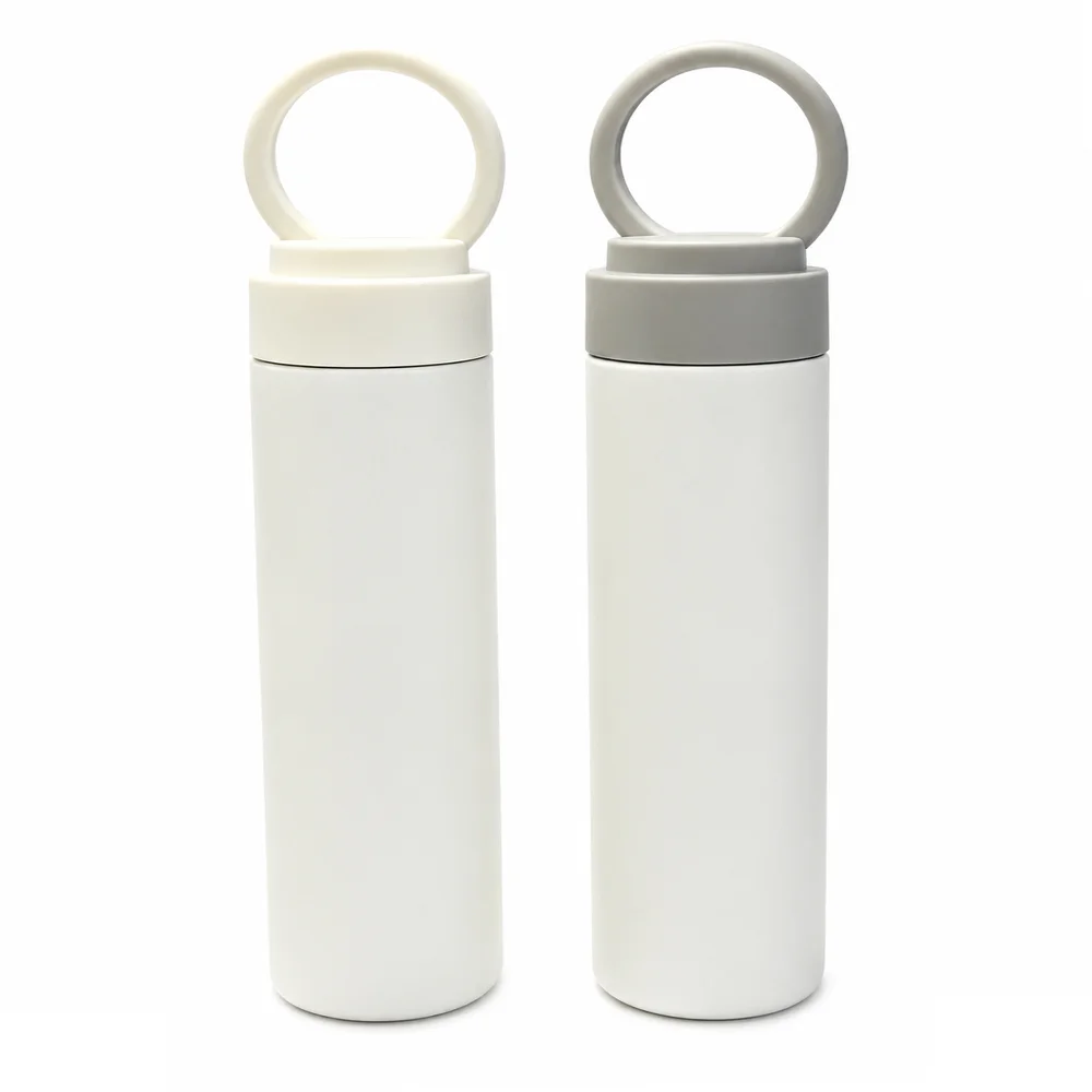 15oz 450ml Stainless Steel Straight Skinny Tumbler Bottle with Portable Lid (Beige Lid) thumbnail 5