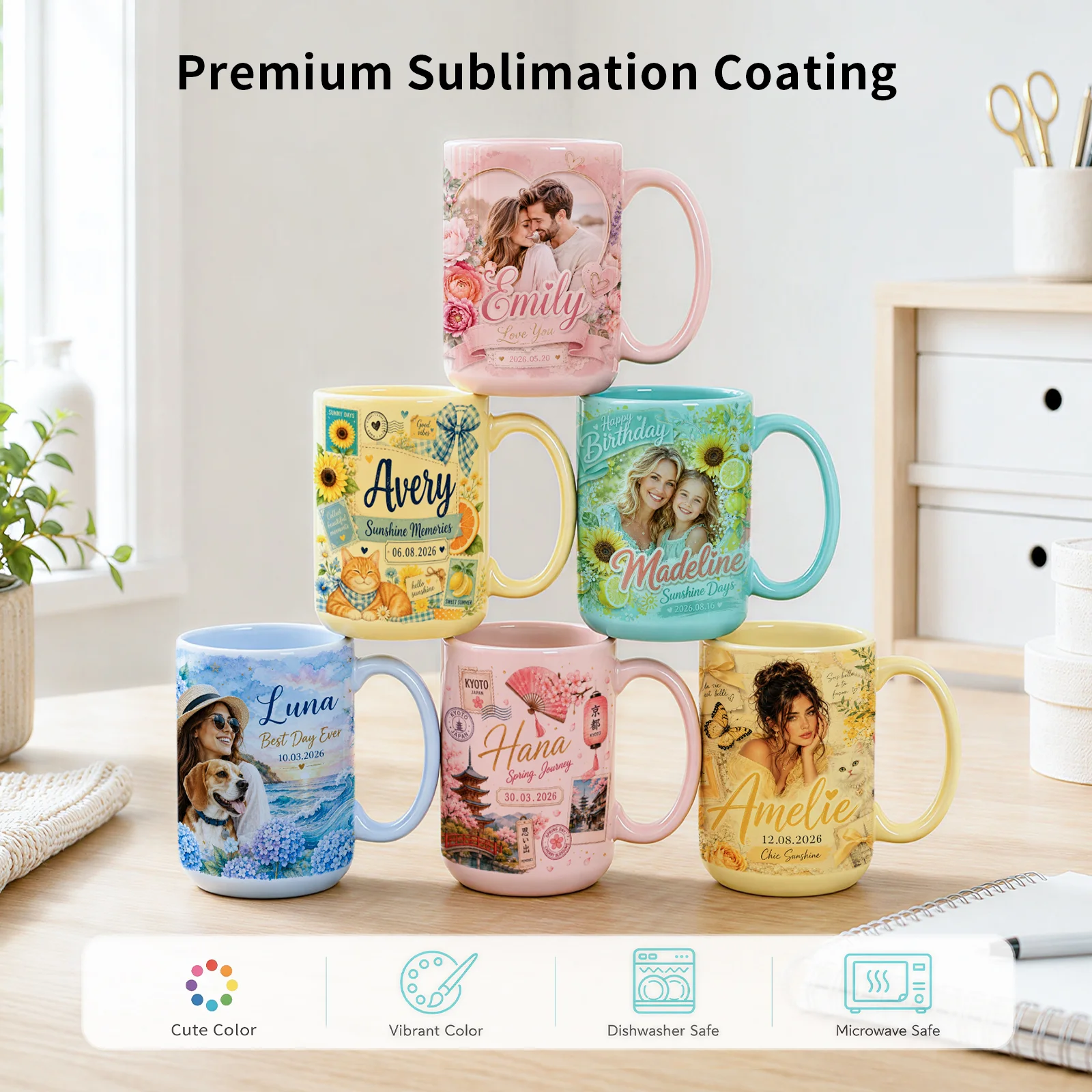 15oz Full Color Glossy Mug Sublimation Blank Coffee Cups