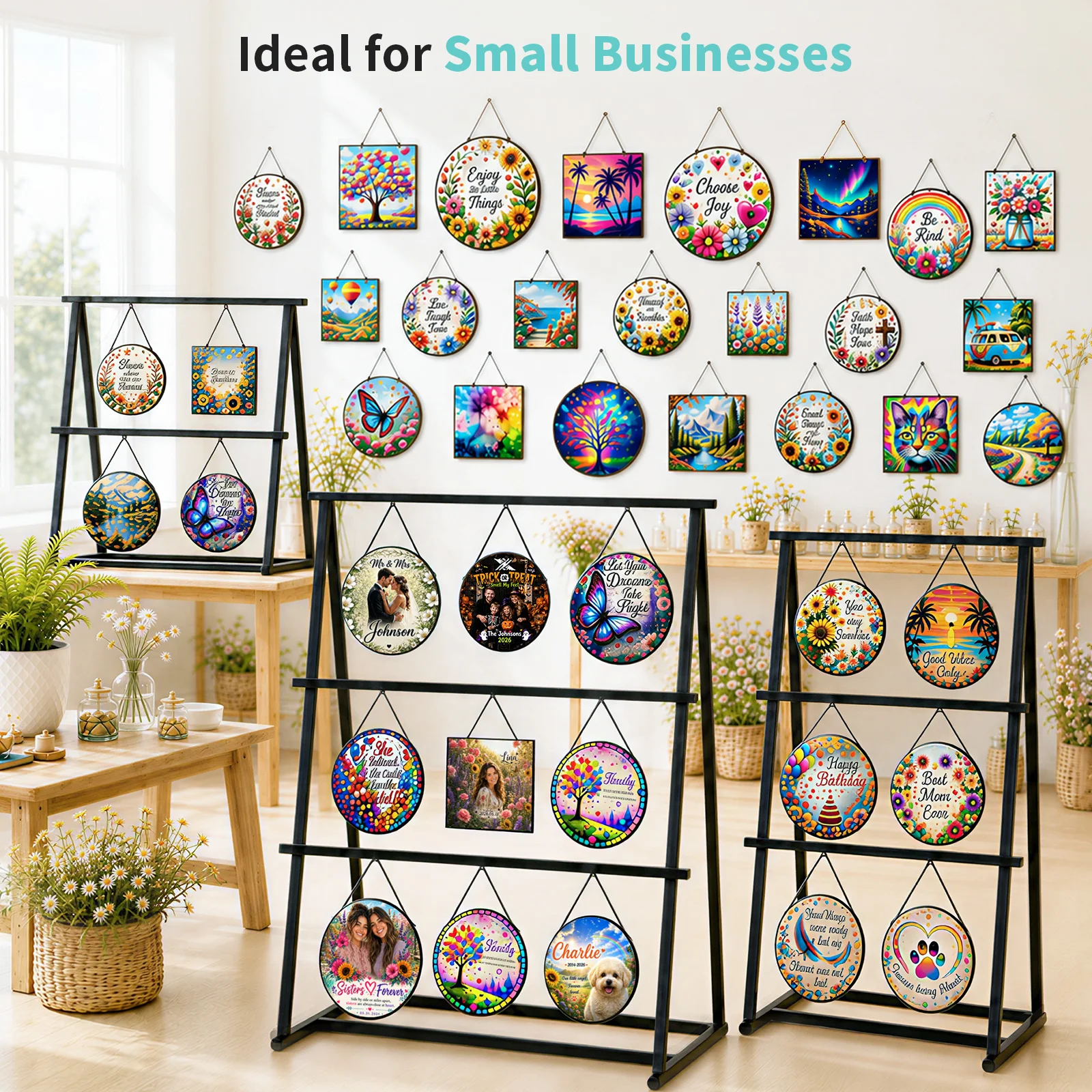 Sublimation Glass Window Hanging Frame Sun Catcher (φ20cm, 7.87in, Round) thumbnail 4