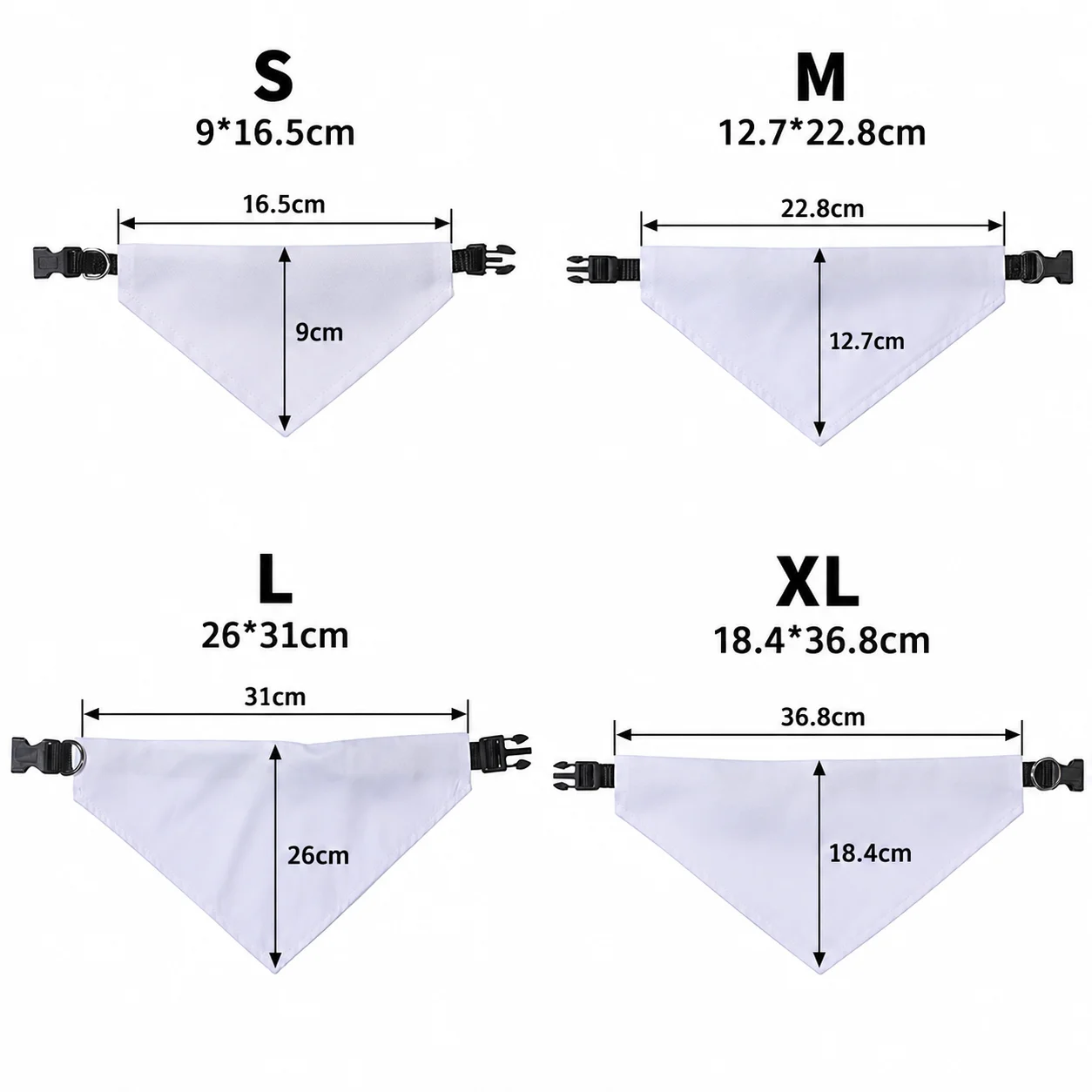 Sublimation Blank Dog Bandana with Adjustable Black Collar, Pet Scarf  thumbnail 5