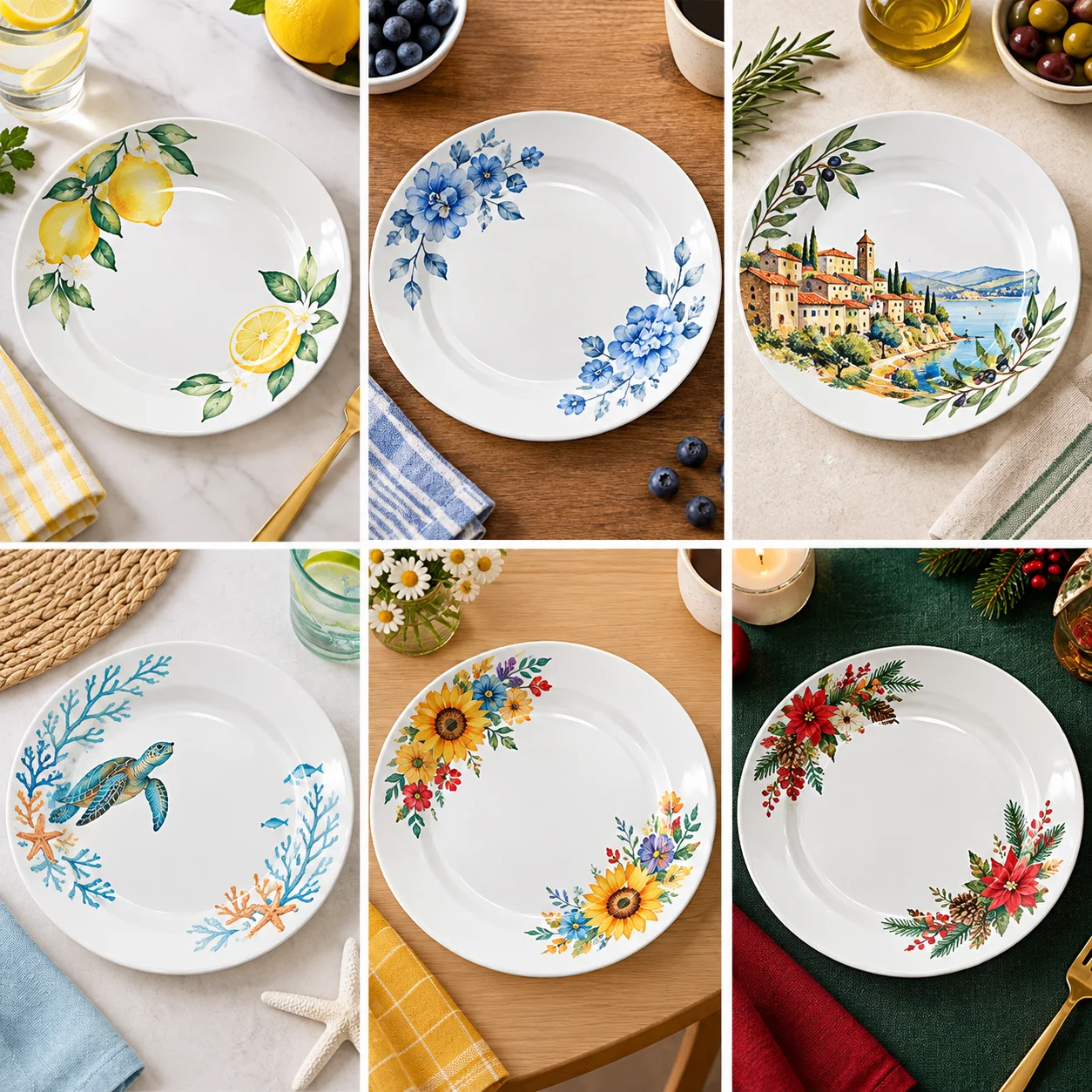 Sublimation Blank Ceramic Plate, Flat Rim, 7.5" 9" 10.5"
