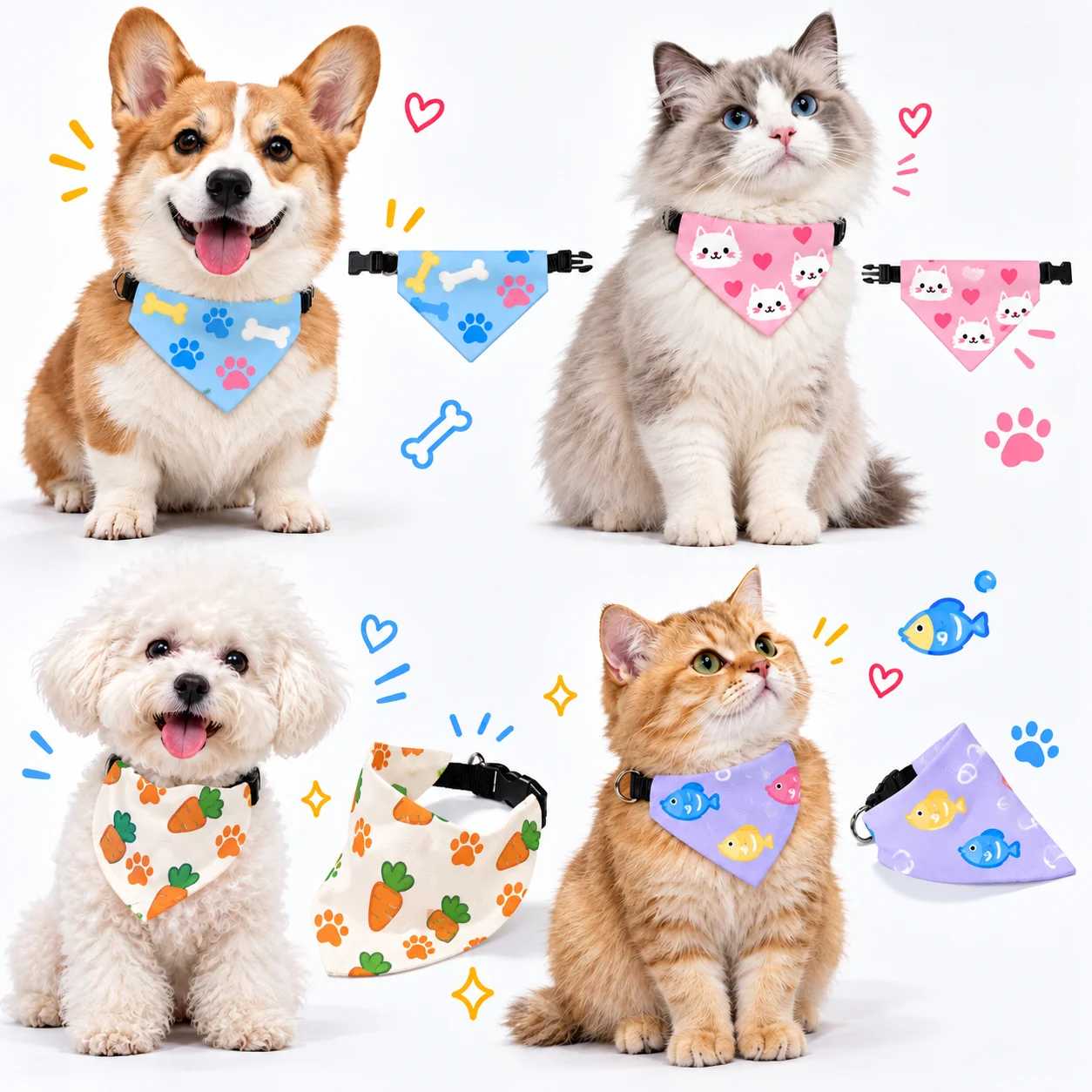 Sublimation Blank Dog Bandana with Adjustable Black Collar, Pet Scarf  thumbnail 6