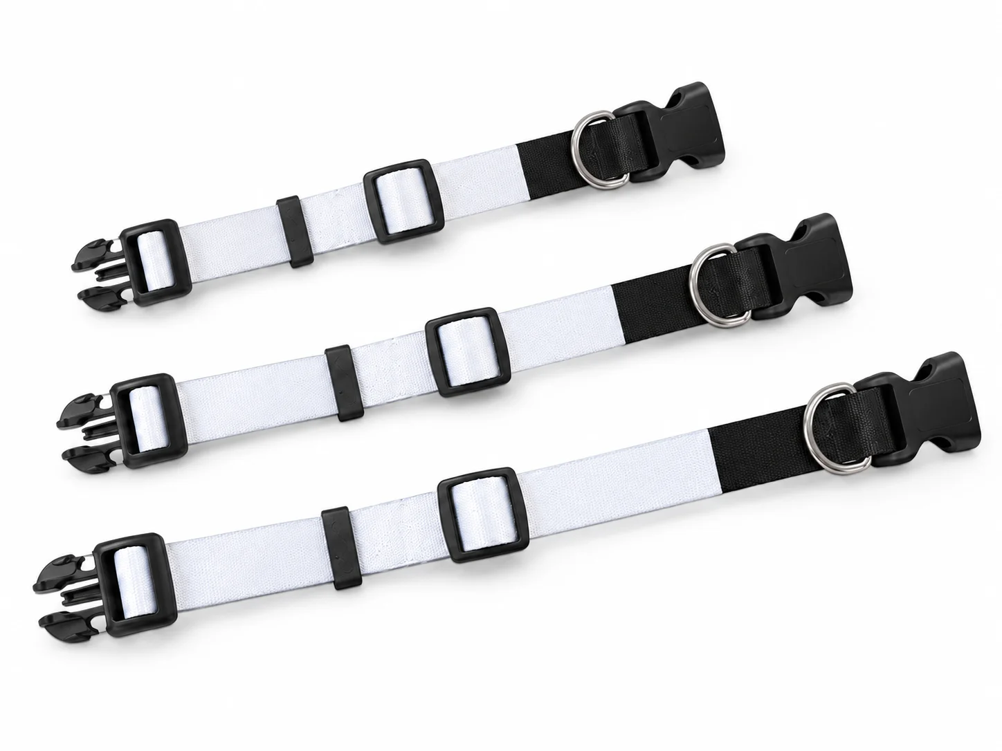 Sublimation Blank Adjustable Polyester Dog Collar with Imprintable White Panel & Plastic Buckle
