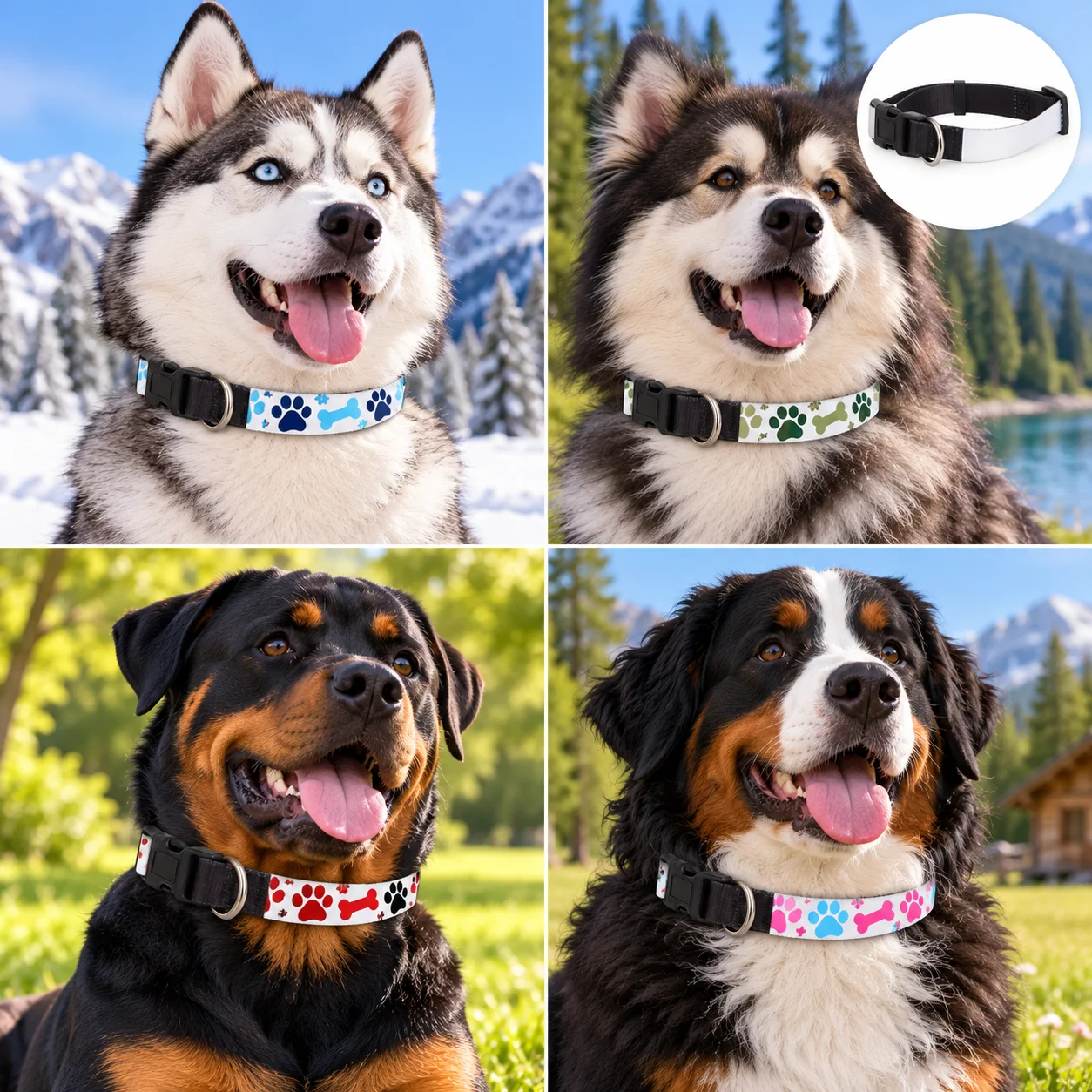 Sublimation Blank Adjustable Polyester Dog Collar with Imprintable White Panel & Plastic Buckle thumbnail 5