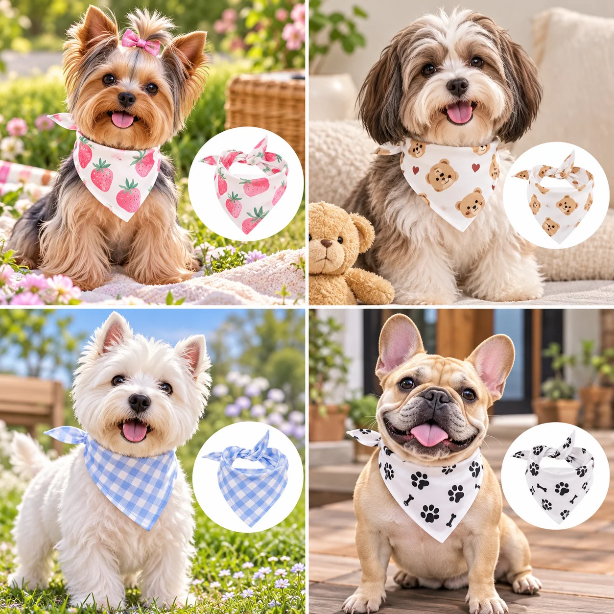 Sublimation Blank Tie-On Dog Bandana, Pet Scarf