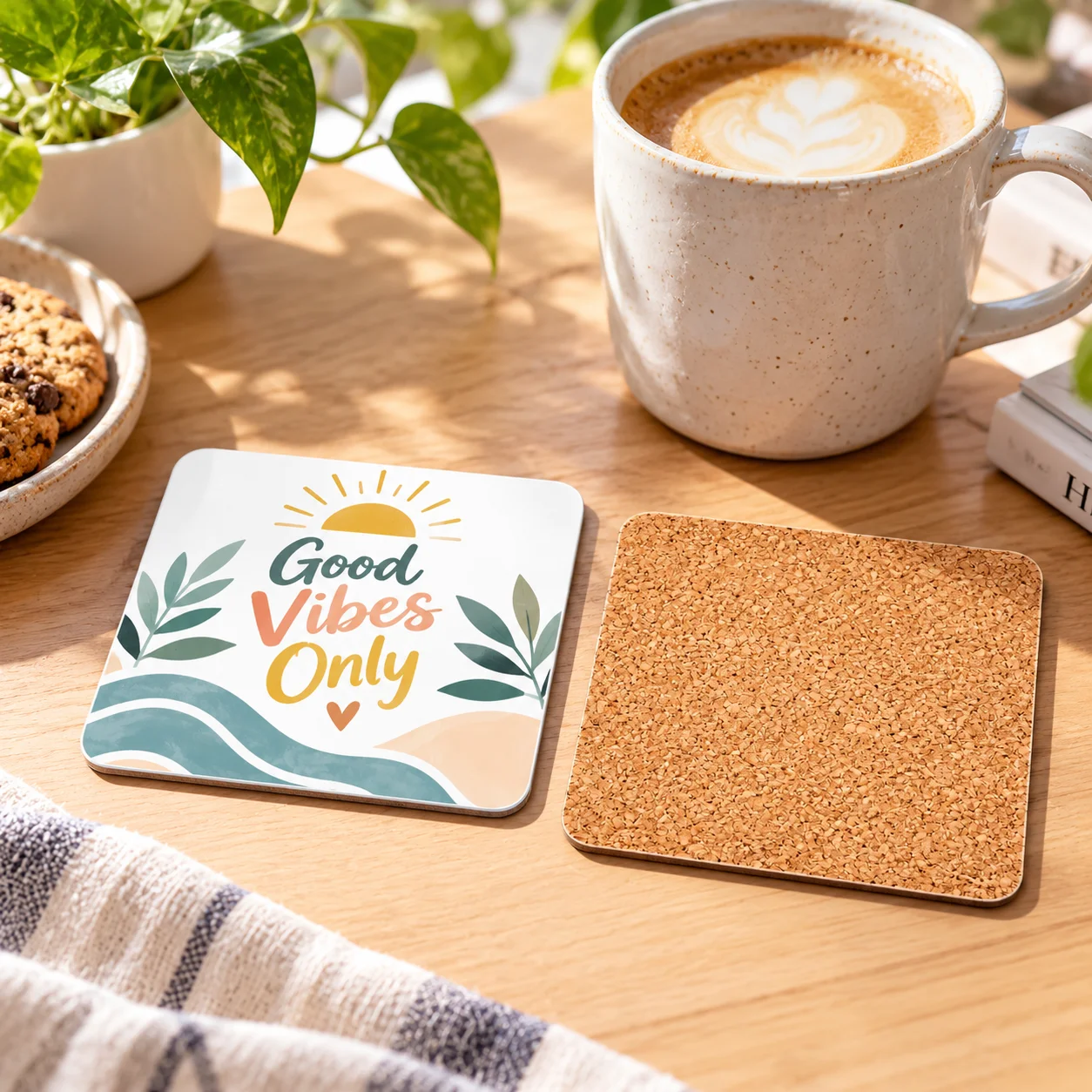 Sublimation Blank Cardboard Drink Coaster with Cork (Square, 9.5×9.5cm / 3.7"×3.7")