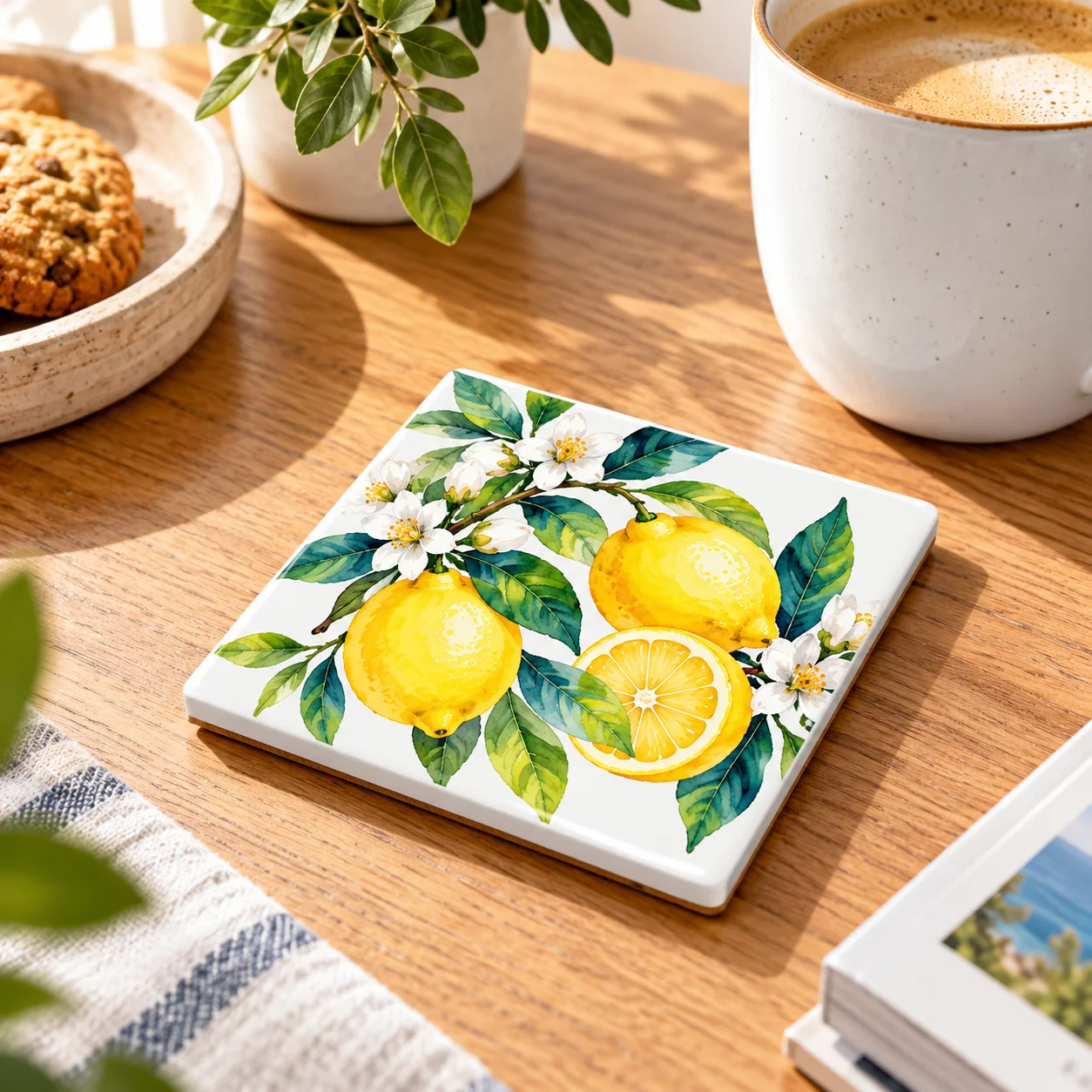 Sublimation Square Ceramic Coaster with Cork Base  (10*10cm/3.9"x3.9")