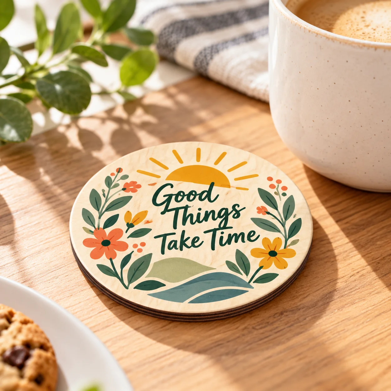 Sublimation Blank Plywood Drink Coaster  (Round, Φ9.5cm / 3.7")