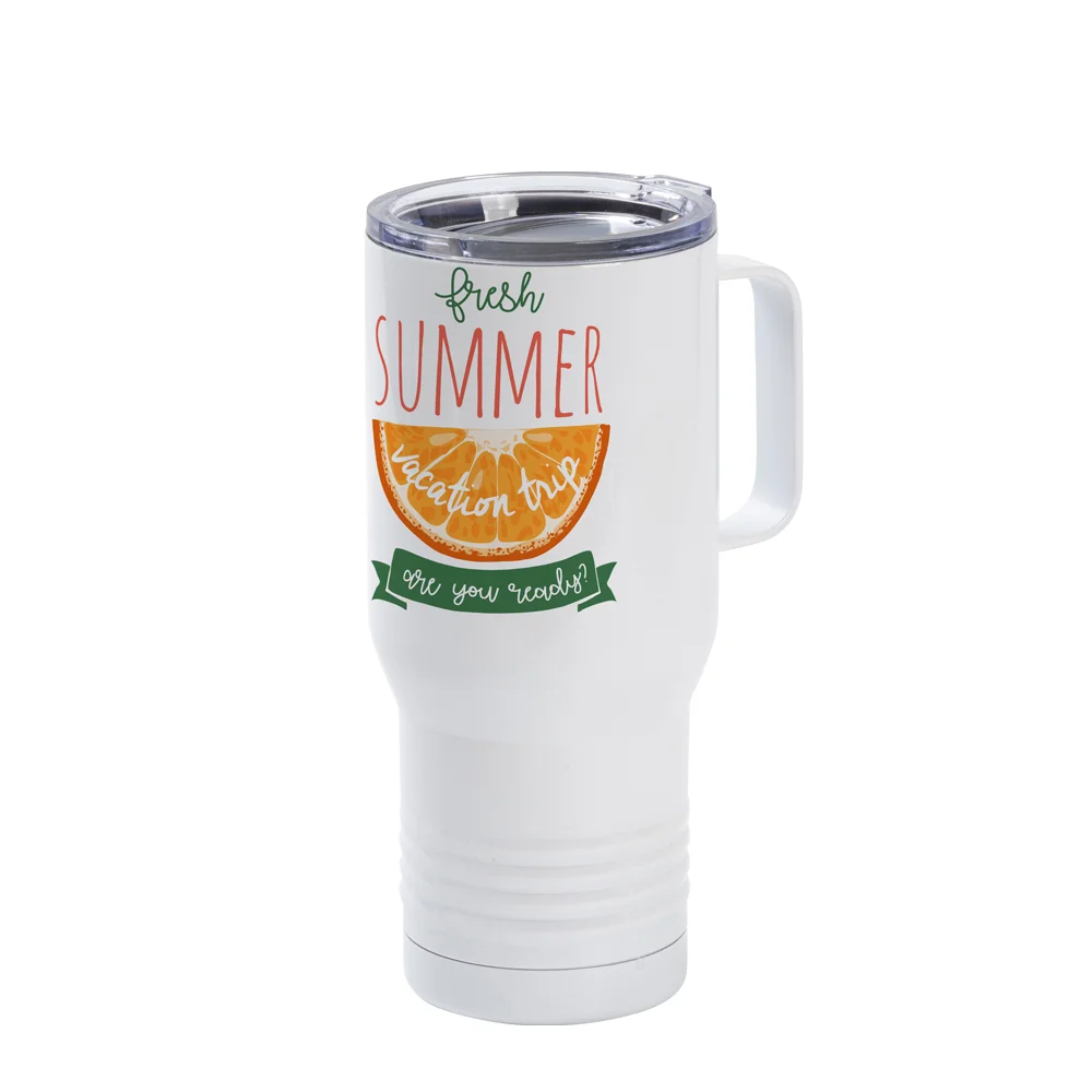 Stainless Steel Tumbler with Handle w/ Ringneck Grip(22oz/650ml,Sublimation Blank,White)