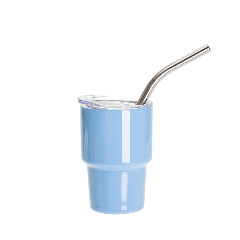 3oz/90ml Mini Sub Stainless Steel Tumbler Shot Glass w/ Straw(Blue)