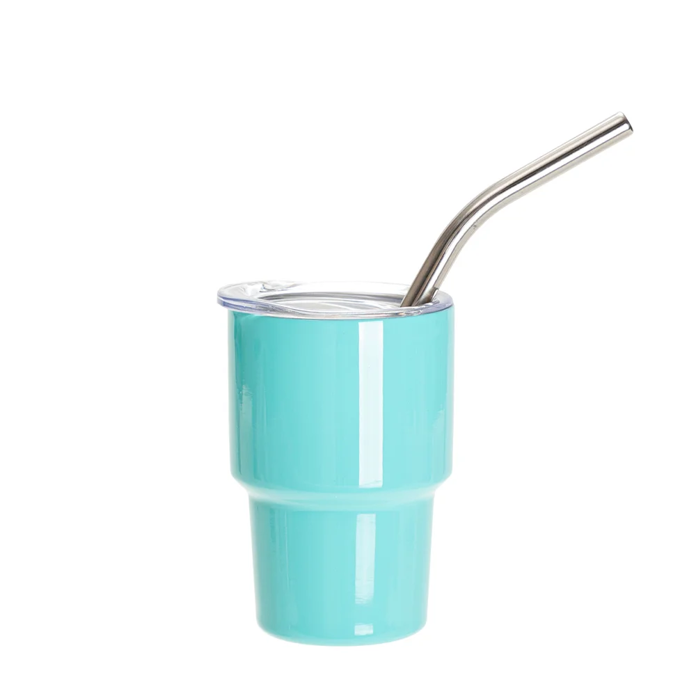 3oz/90ml Mini Sub Stainless Steel Tumbler Shot Glass w/ Straw(Mint Green)
