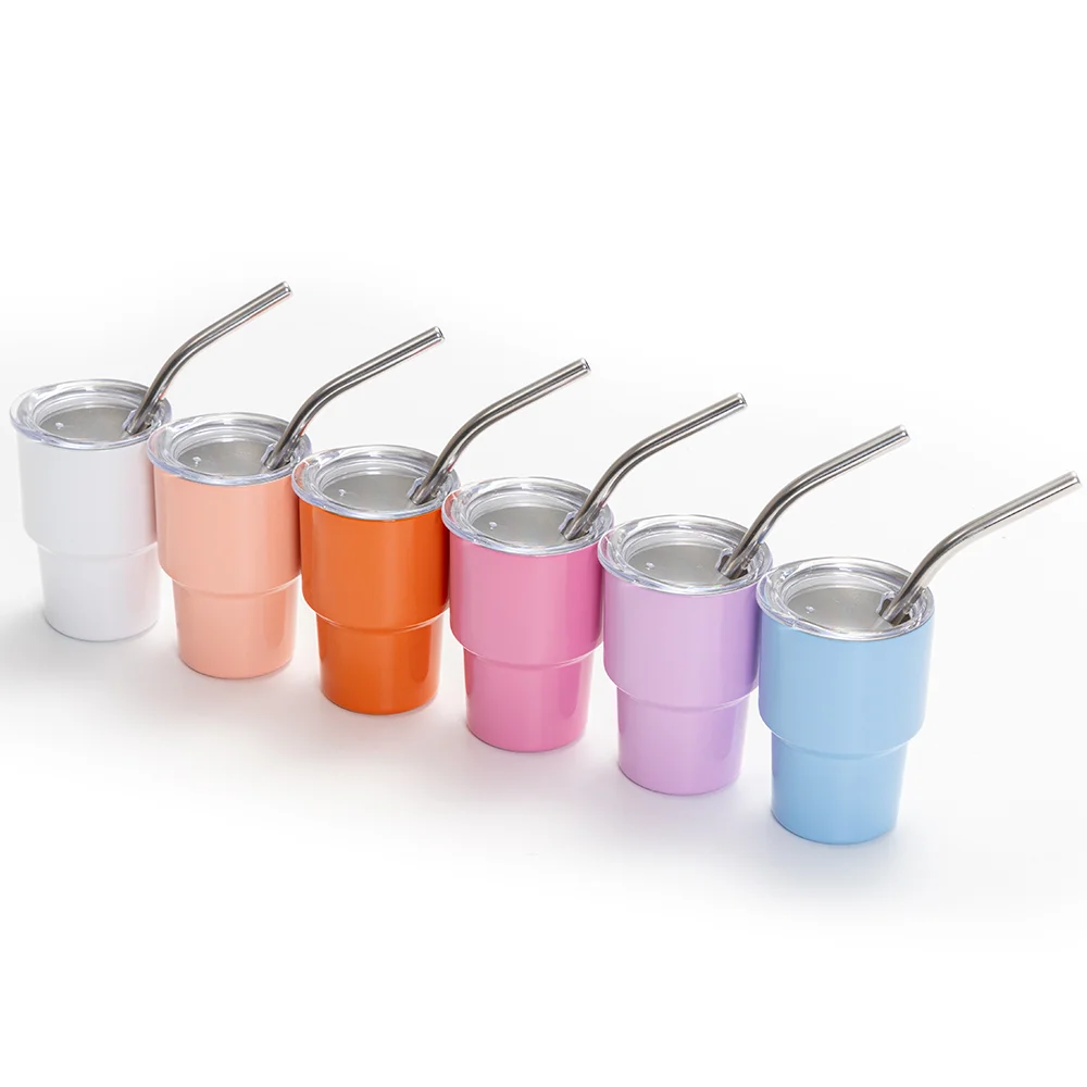 3oz/90ml Mini Sub Stainless Steel Tumbler Shot Glass w/ Straw(Pink) thumbnail 6