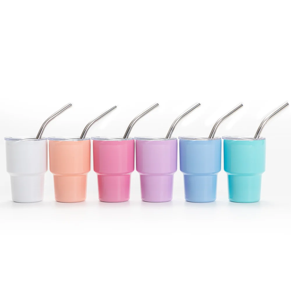 3oz/90ml Mini Sub Stainless Steel Tumbler Shot Glass w/ Straw(White) thumbnail 6