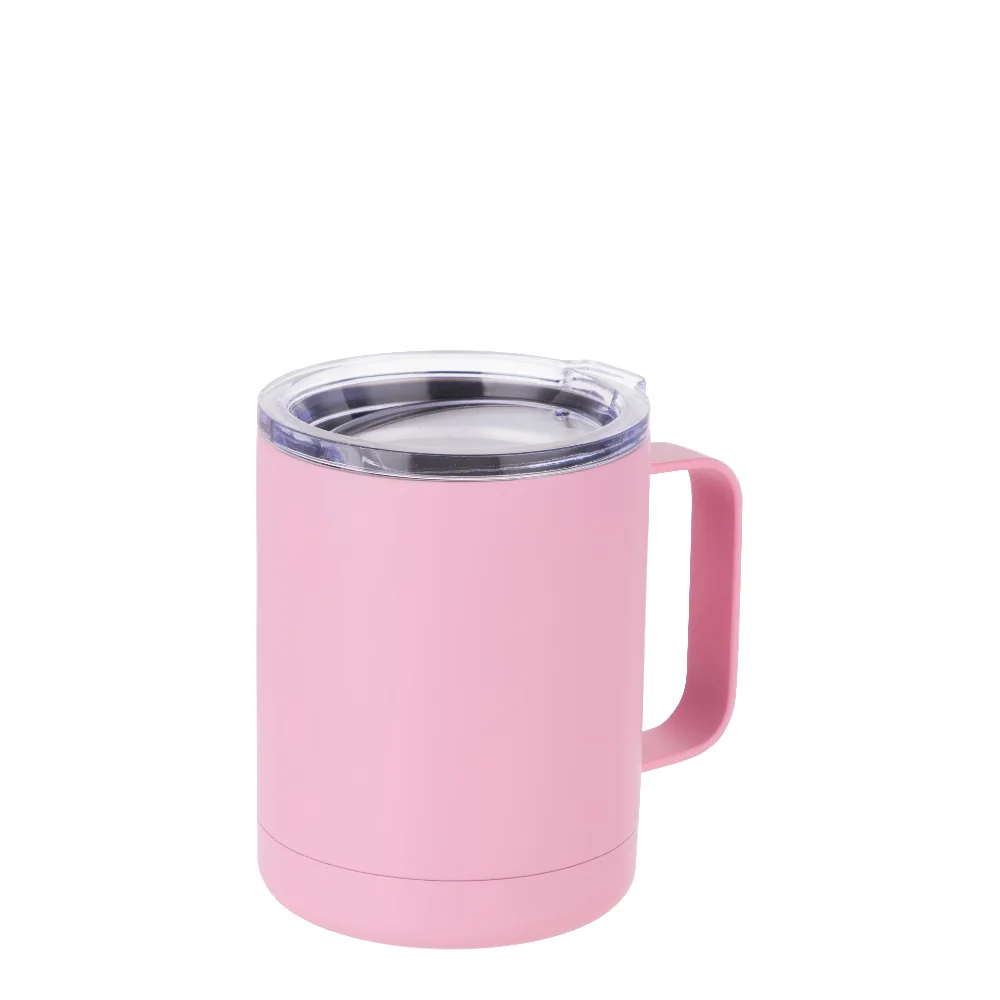 10oz Sublimation Insulated Stainless Steel Coffee Mug with Handle (Matt Pink)