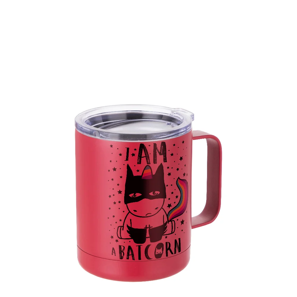 10oz Sublimation Insulated Stainless Steel Coffee Mug with Handle (Matt Red)