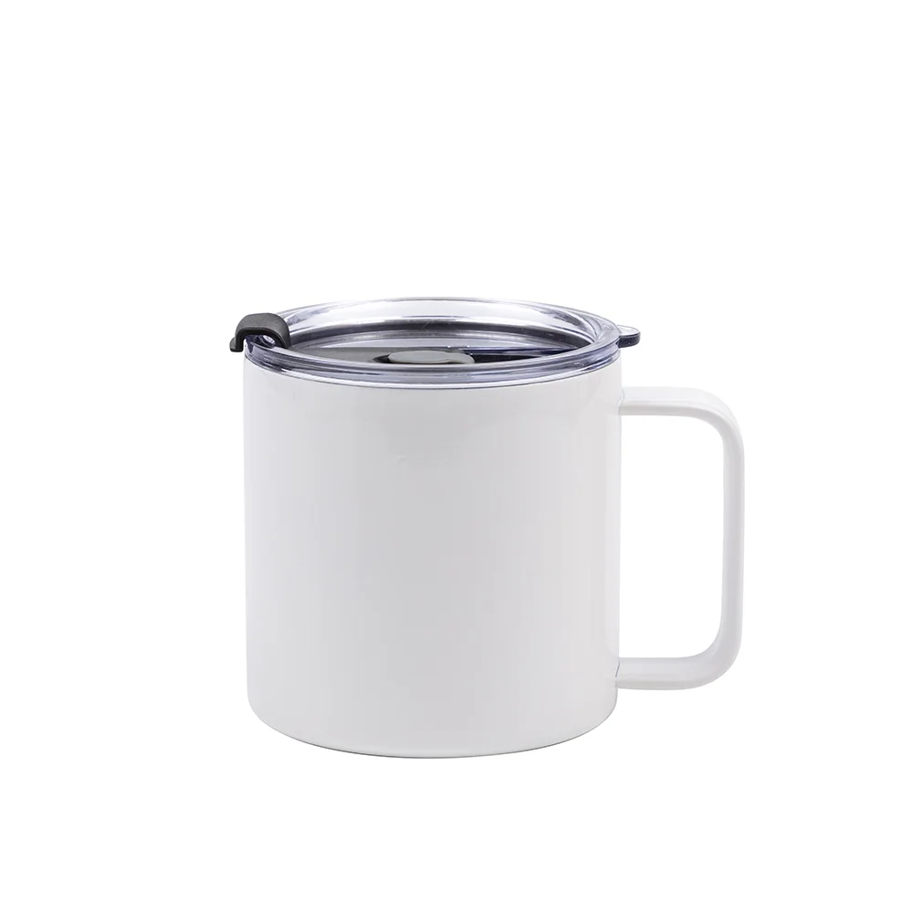 14oz Sublimation Insulated Stainless Steel Coffee Mug with Handle (White)