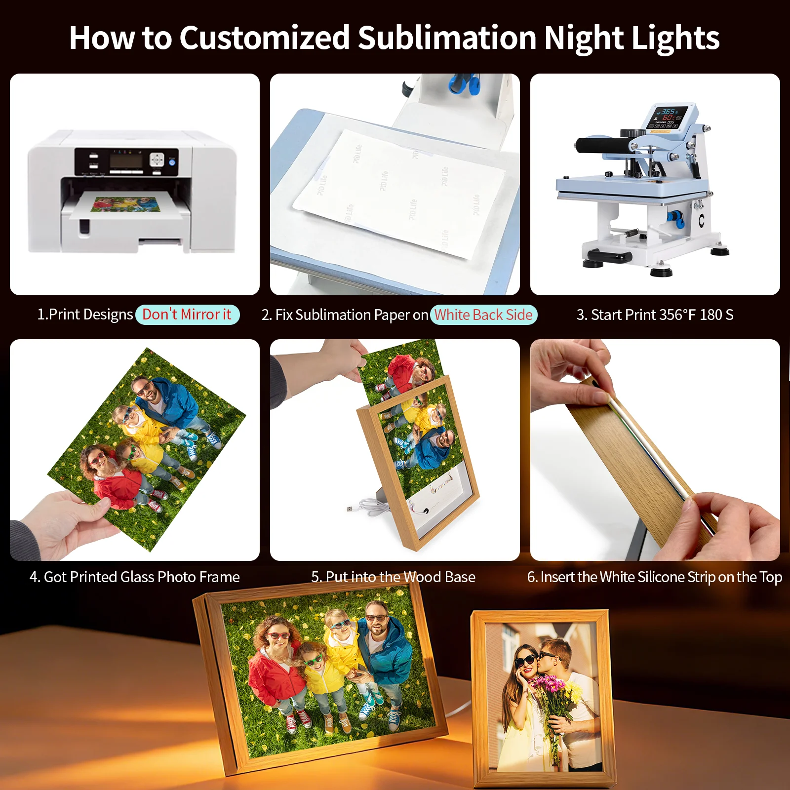 Illuminated Photo Frame with Sublimation Blank Glass Plate (A4, 8.3x 11.7 inch) thumbnail 3