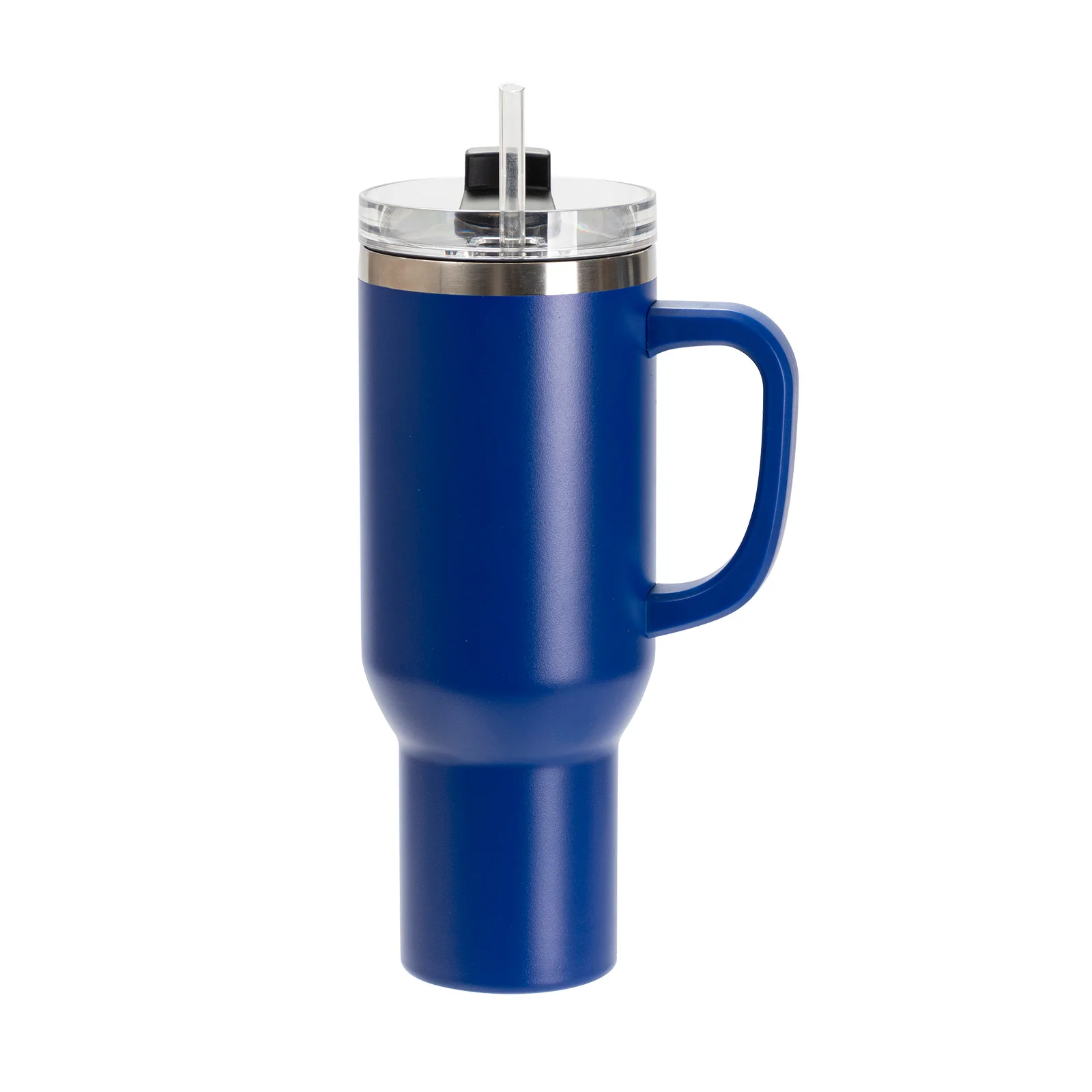 40oz/1200ml Powder Coated Stainless Steel Travel Tumbler with Lid & Straw  (Dark Blue)