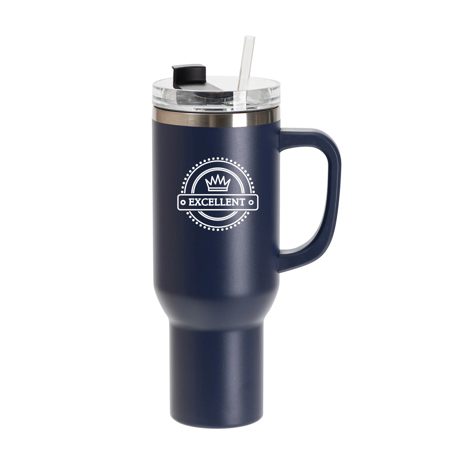 40oz/1200ml Powder Coated Stainless Steel Travel Tumbler with Lid & Straw  (Cyan)