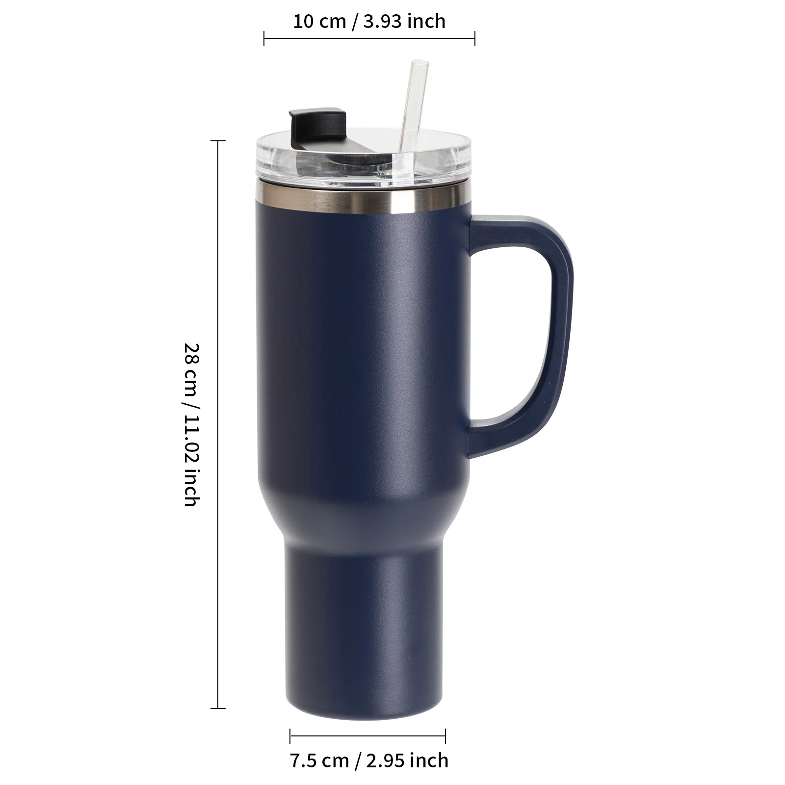 40oz/1200ml Powder Coated Stainless Steel Travel Tumbler with Lid & Straw  (Cyan) thumbnail 3