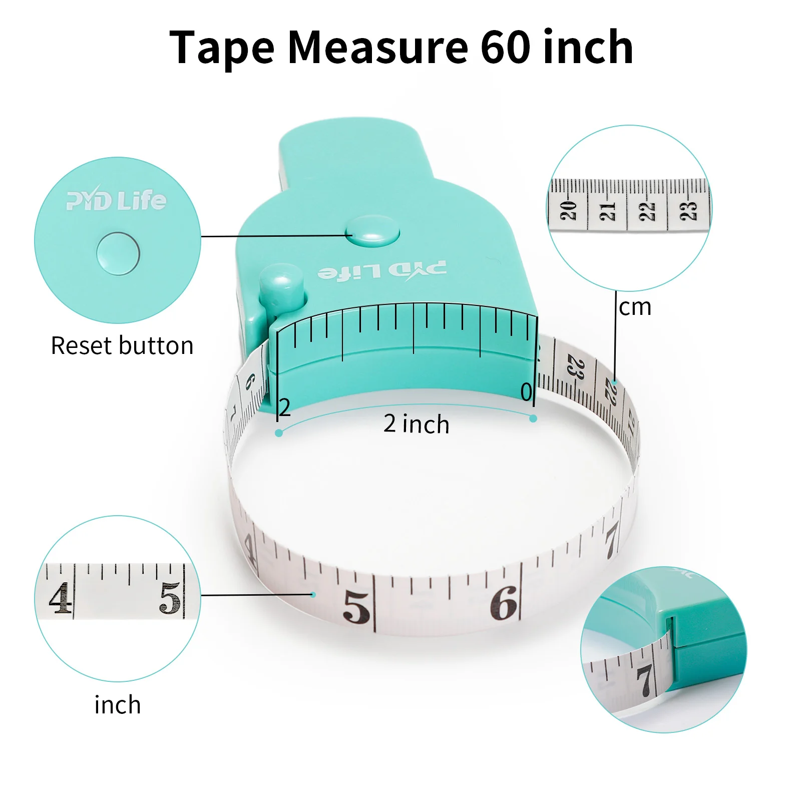 60 Inch /1.5m Self-Locking Circumference Tape Measure, Y-Shape Retractable Measuring Tape thumbnail 3