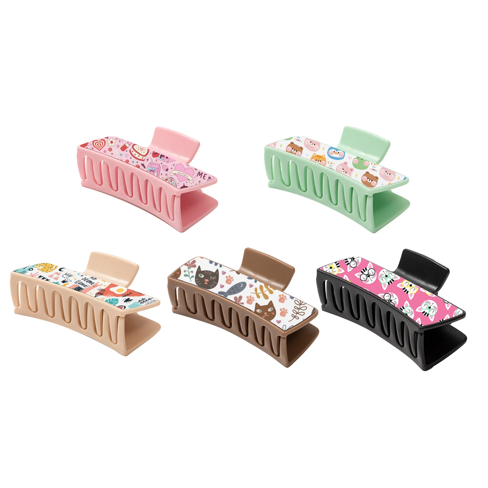 Sublimation Hair Clips Blank Ponytail Holders Hair Claw Clips (Dark Brown,5.4*10.5*4.2cm)