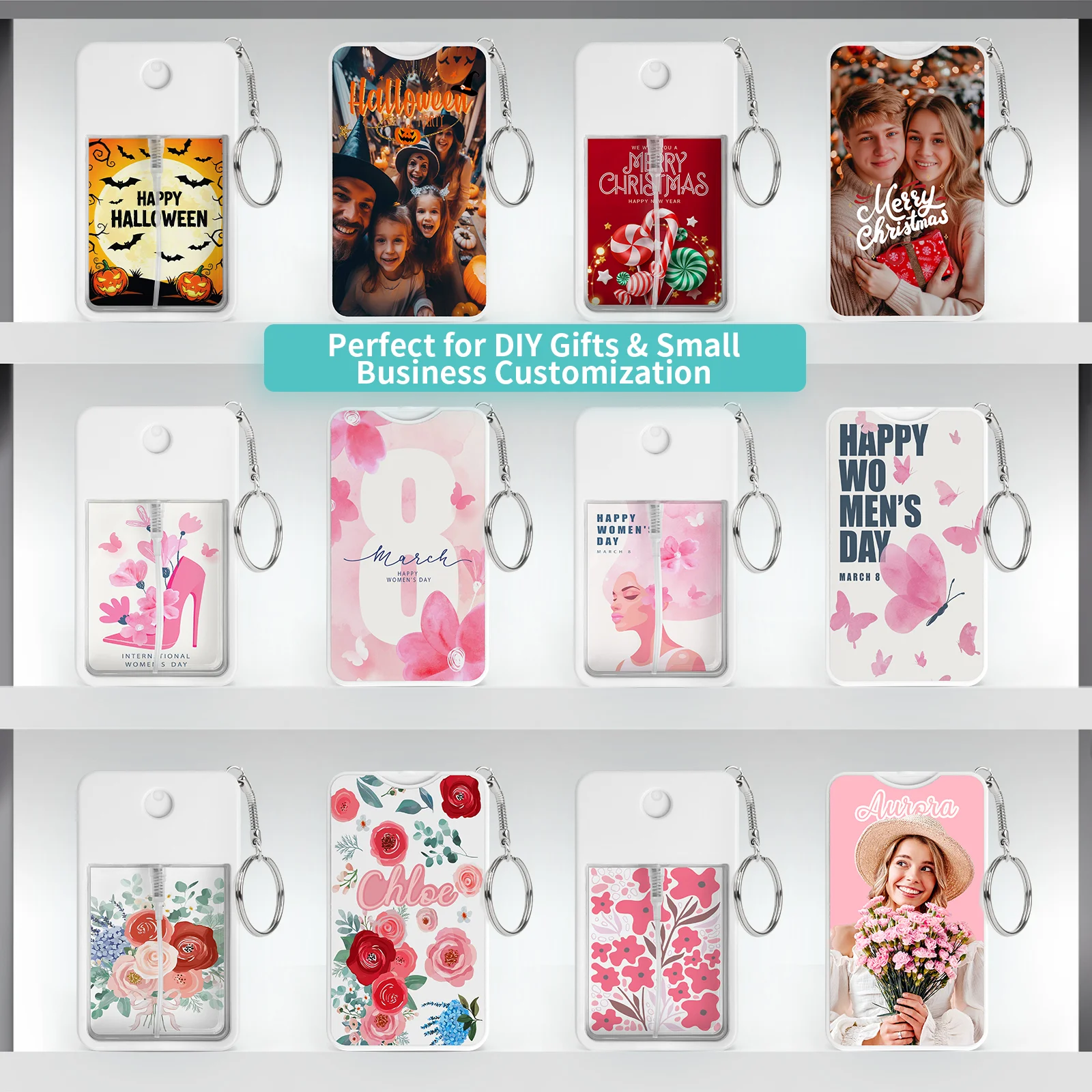 30ml Plastic Perfume Dispenser with Sublimation Aluminum Plate Double Sides Printable (White, 10*5.8*1.5cm) thumbnail 9