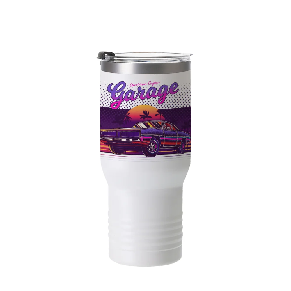 22oz/650ml Stainless Steel Tumbler w/ Ringneck Grip (Sublimation, Matt White)