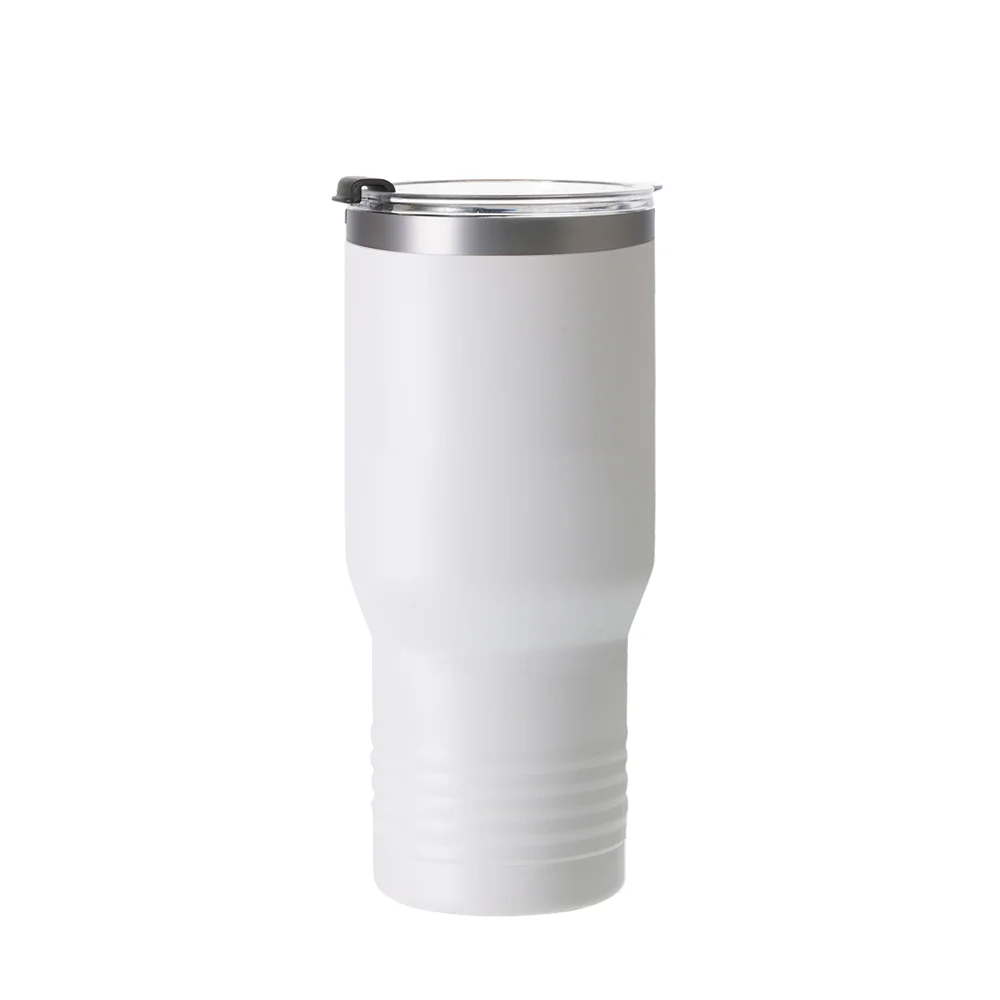 22oz/650ml Stainless Steel Tumbler w/ Ringneck Grip (Sublimation, Matt White)