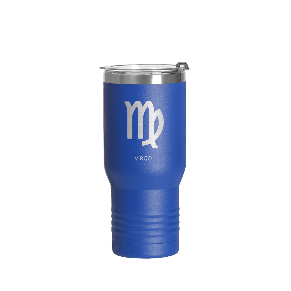 22oz/650ml Stainless Steel Tumbler w/ Ringneck Grip (Powder Coated, Dark Blue)