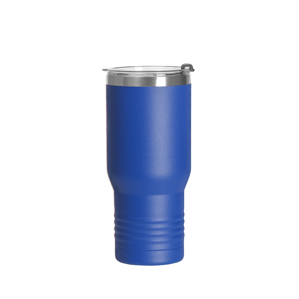 22oz/650ml Stainless Steel Tumbler w/ Ringneck Grip (Powder Coated, Dark Blue)