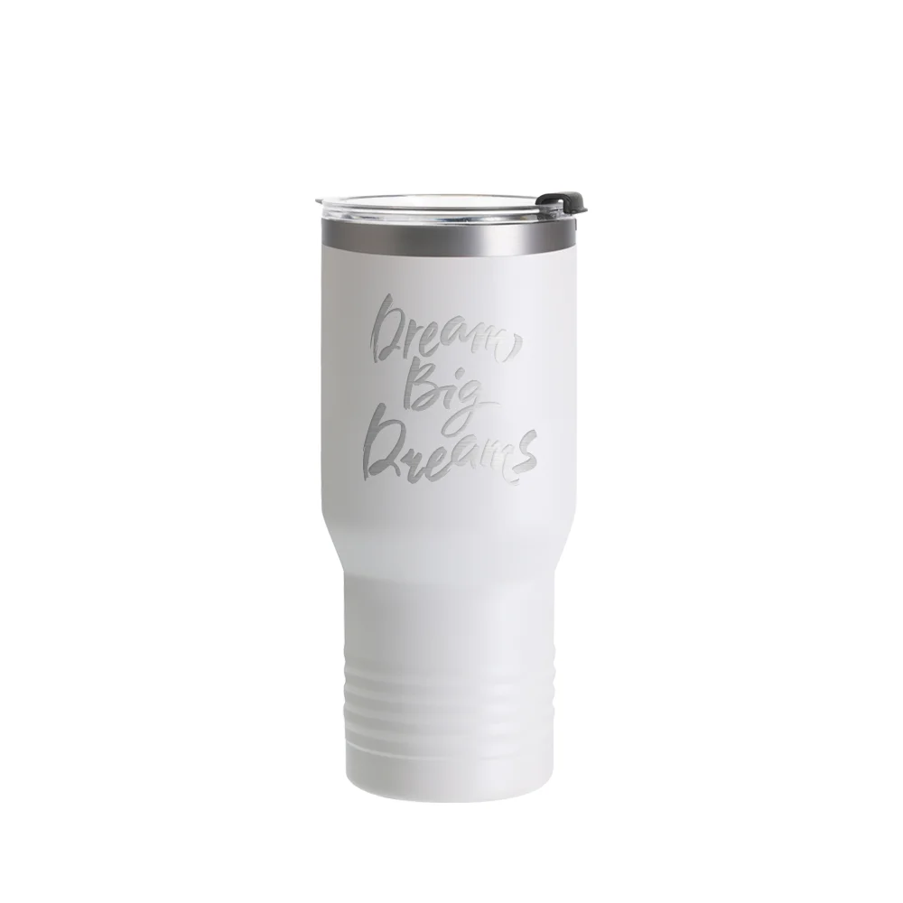 22oz/650ml Stainless Steel Tumbler w/ Ringneck Grip (Powder Coated, White)