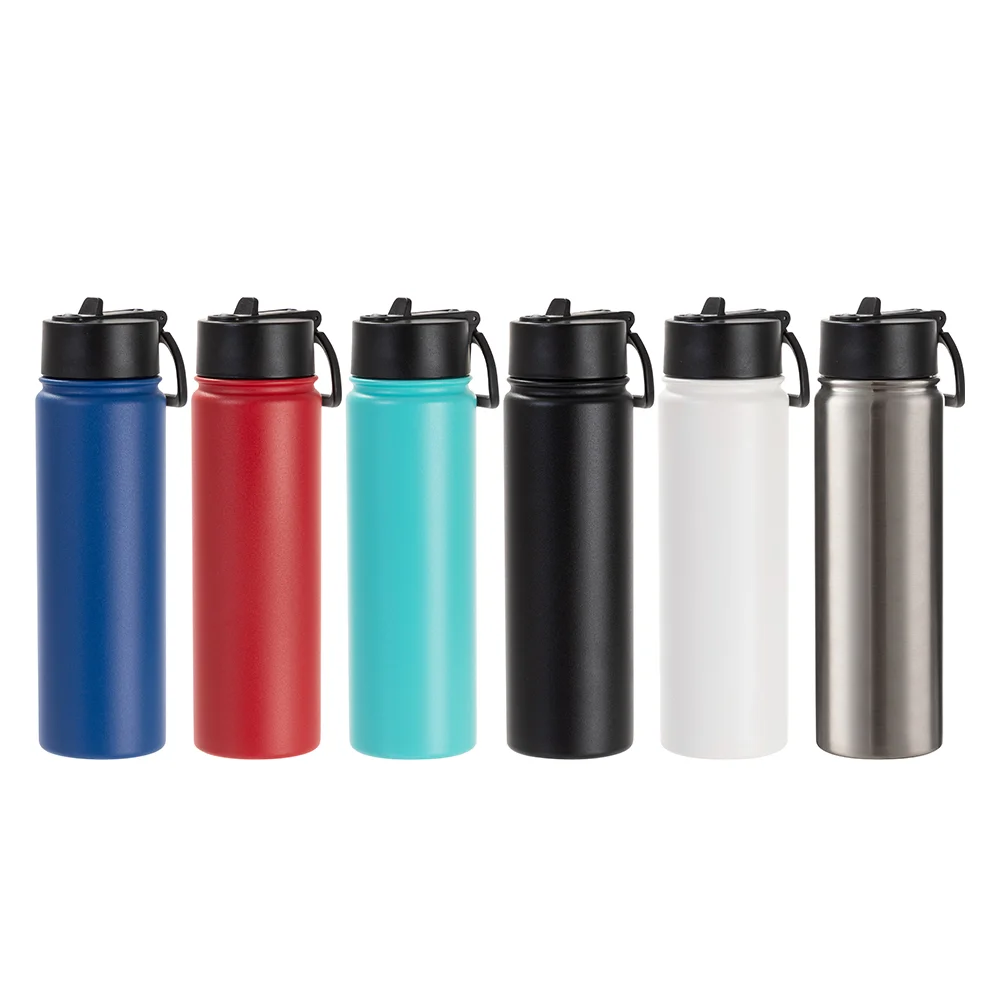 22oz/650ml Stainless Steel Flask with Wide Mouth Straw Lid & Rotating Handle (Powder Coated, Dark Blue) thumbnail 4