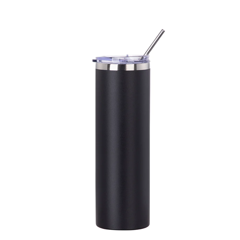 30oz/900ml Stainless Steel Tumbler with Straw & Lid (Powder Coated, Black)