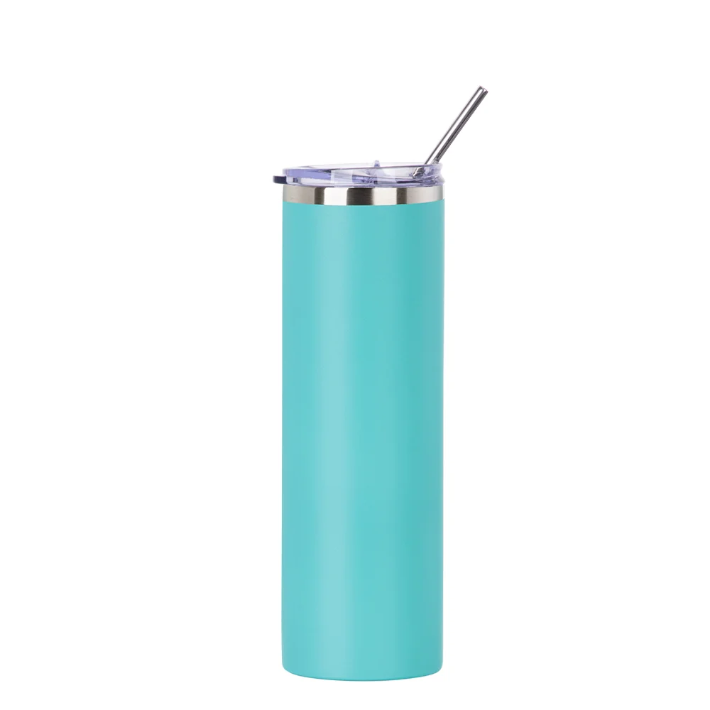 30oz/900ml Stainless Steel Tumbler with Straw & Lid (Powder Coated, Mint Green)