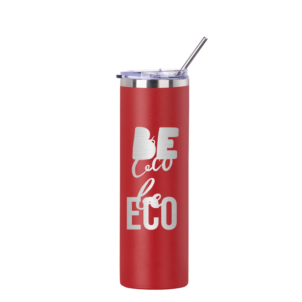 30oz/900ml Stainless Steel Tumbler with Straw & Lid (Powder Coated, Red)