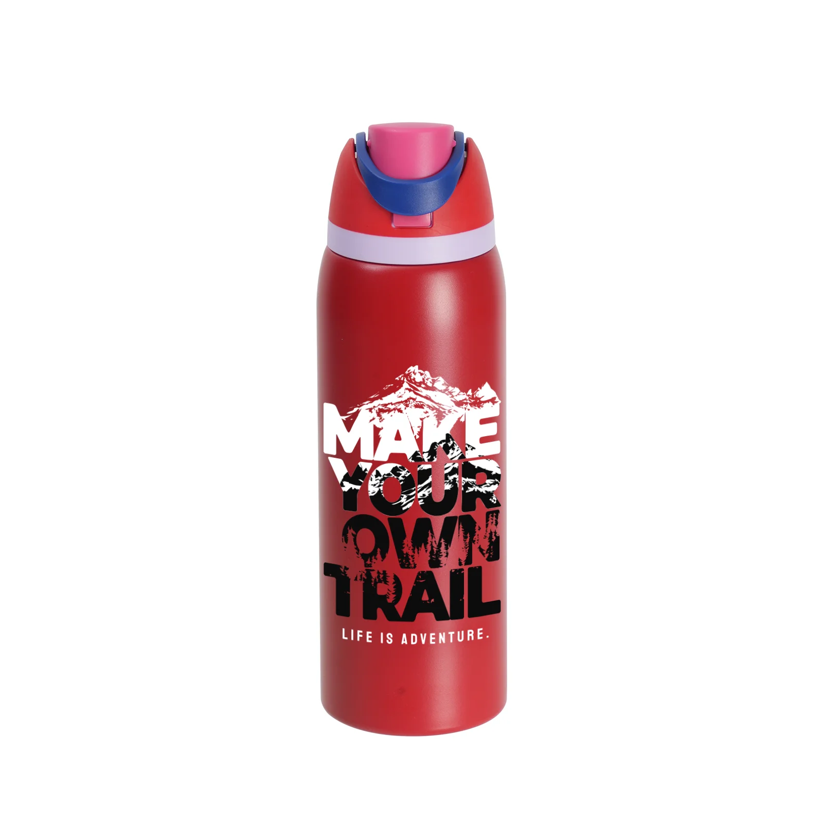 40oz 1200mll Stainless Steel Water Bottle with Sip Spout and Push-button Lid with Lock (Powder Coated, Red)