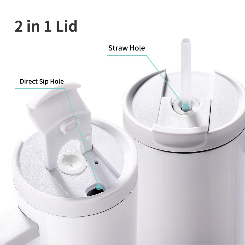 Sublimation Stainless Steel  Tumbler with Flip Lid & Plastic Straw and Handle 30oz 900ml thumbnail 4