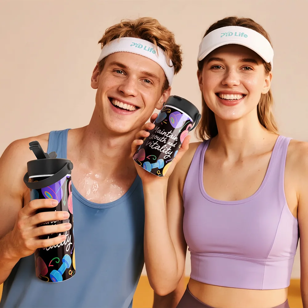 30OZ 900ml Sublimation Stainless Steel Water Bottle with Foldable Handle (Glossy White) thumbnail 9