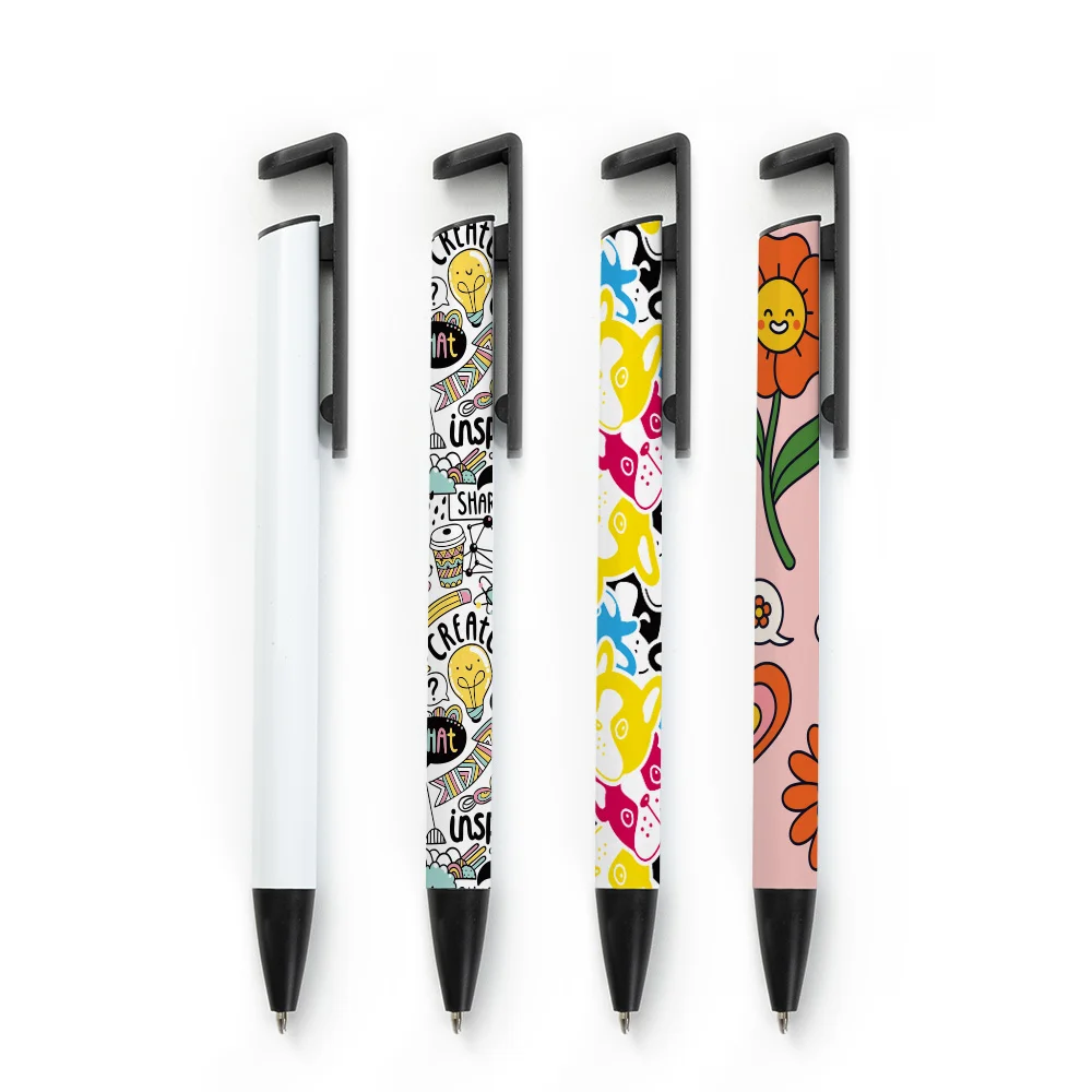 Sublimation Ballpoint Pen with Shrink Wrap (White Alu Cover & Phone Holder) thumbnail 3