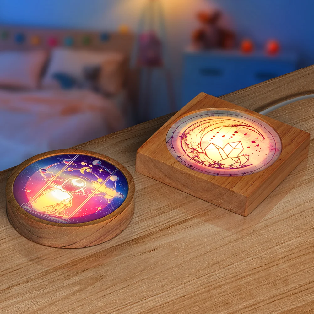 LED Night Light Wood Stand (Square,10x10x2cm) thumbnail 6