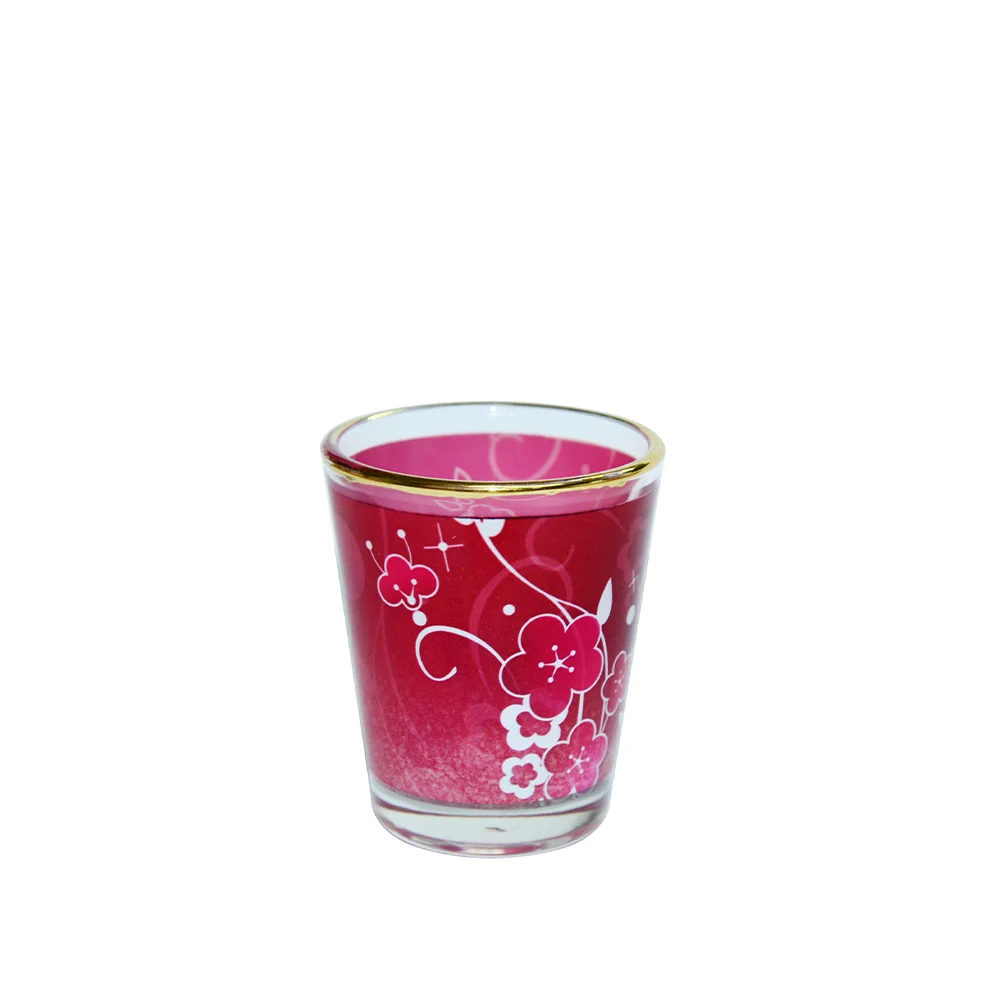 1.5oz Blank Sublimation Glass Shot Mug with Gold Rim
