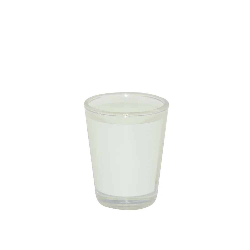 1.5oz Blank Sublimation Glass Shot Mug Clear with White Patch