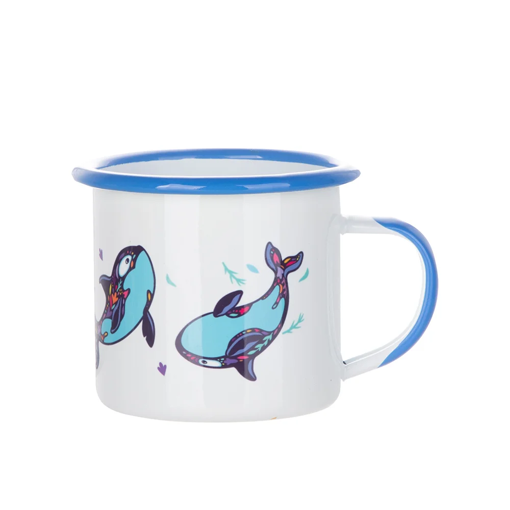 12oz/360ml Color Rim Sublimation Enamel Camping Mug (Light Blue)