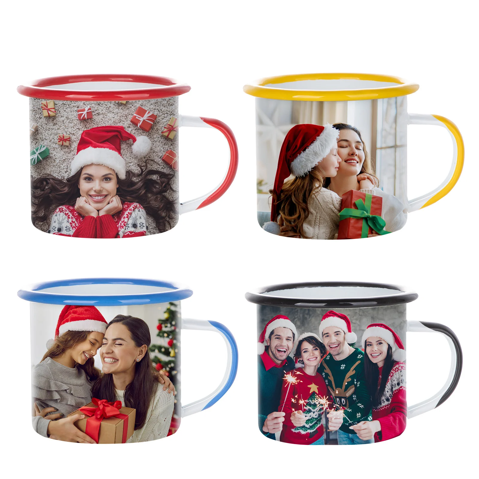 12oz/360ml Color Rim Sublimation Enamel Camping Mug (Red)