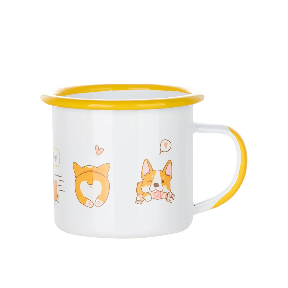 12oz/360ml Color Rim Sublimation Enamel Camping Mug (Yellow)