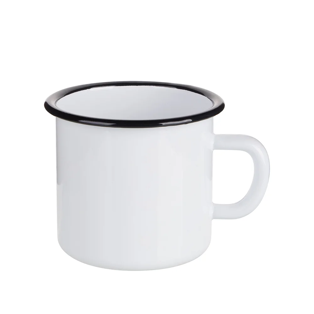 17oz/500ml Black Color Rim Sublimation Enamel Camping Mug (White)