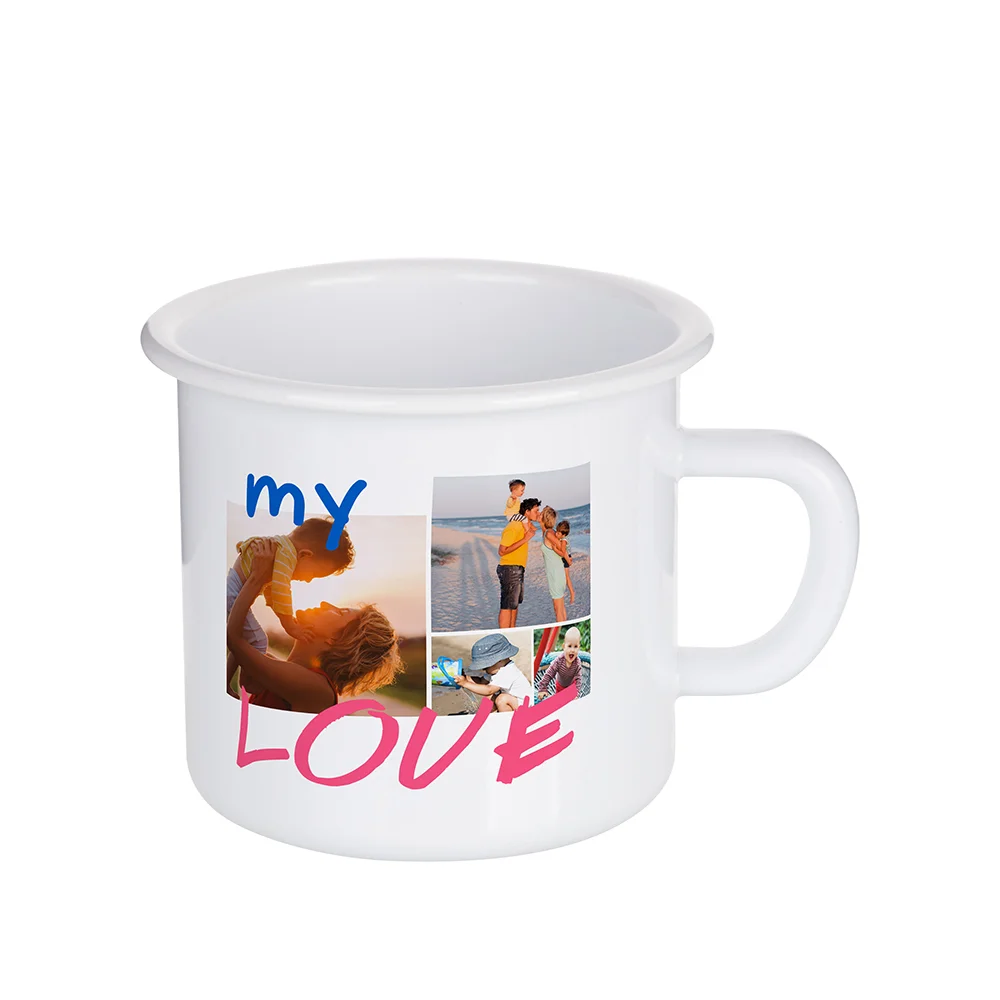 17oz/500ml White Color Rim Sublimation Enamel Camping Mug (White)