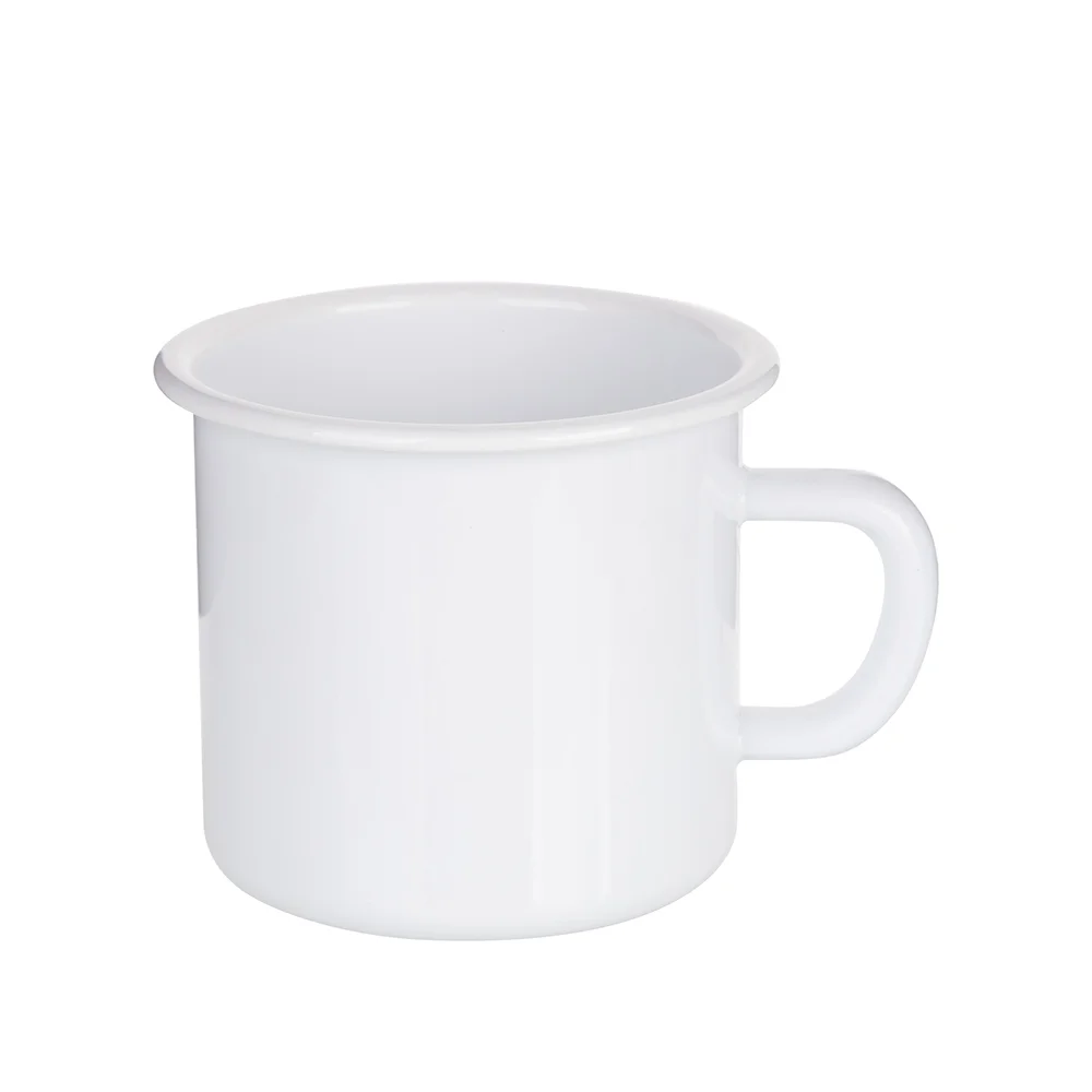 17oz/500ml White Color Rim Sublimation Enamel Camping Mug (White)